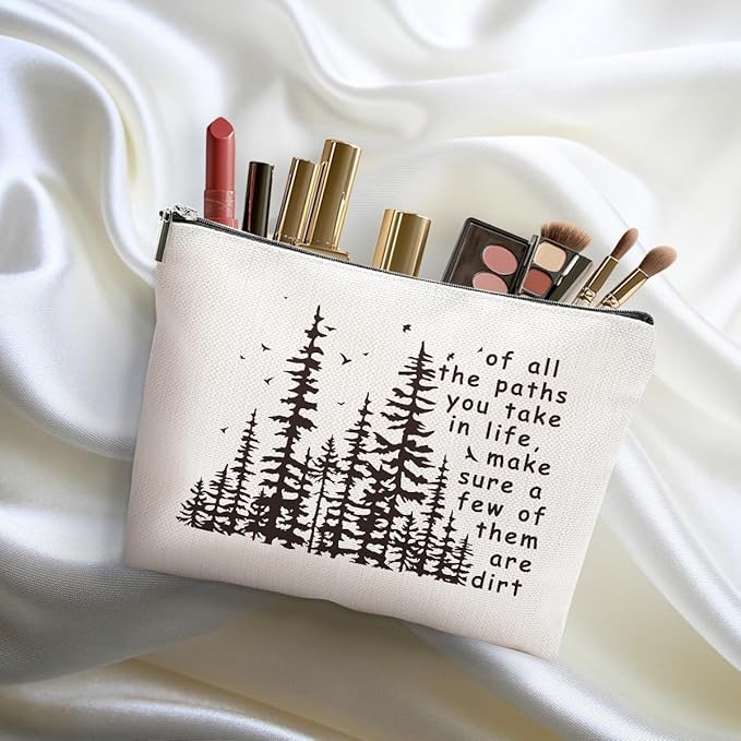 4pcs Camping Gifts for Women Makeup Bag, Travel Essential Cosmetic Bag Camping Essentials Inspirational Gifts for Women Female Girls Sister BFF Nature Lover, Glamping Toiletry Bags