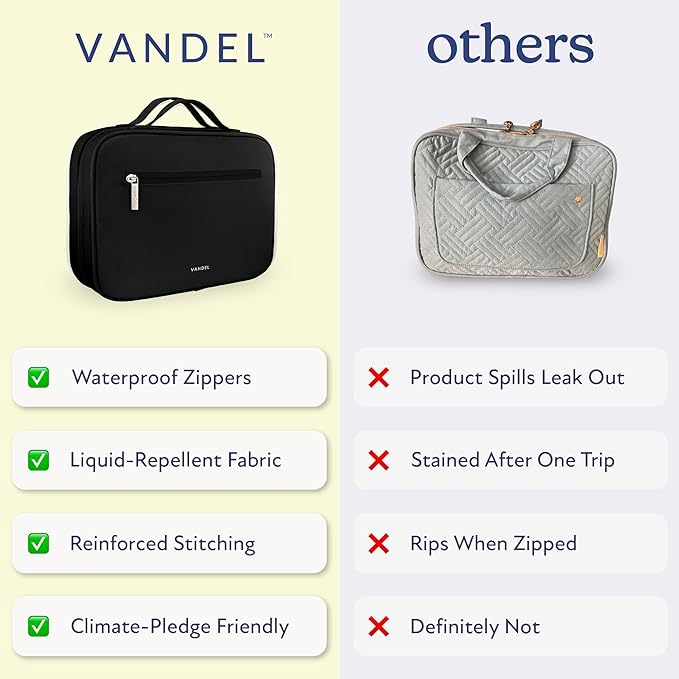 VANDEL Waterproof Hanging Toiletry Bag for Travelling, Hanging Makeup Bag, Cosmetic Travel Bags for Women Travel Toiletry Bags, Makeup Case Toiletries Organizer Hygiene Bathroom Shower Caddy