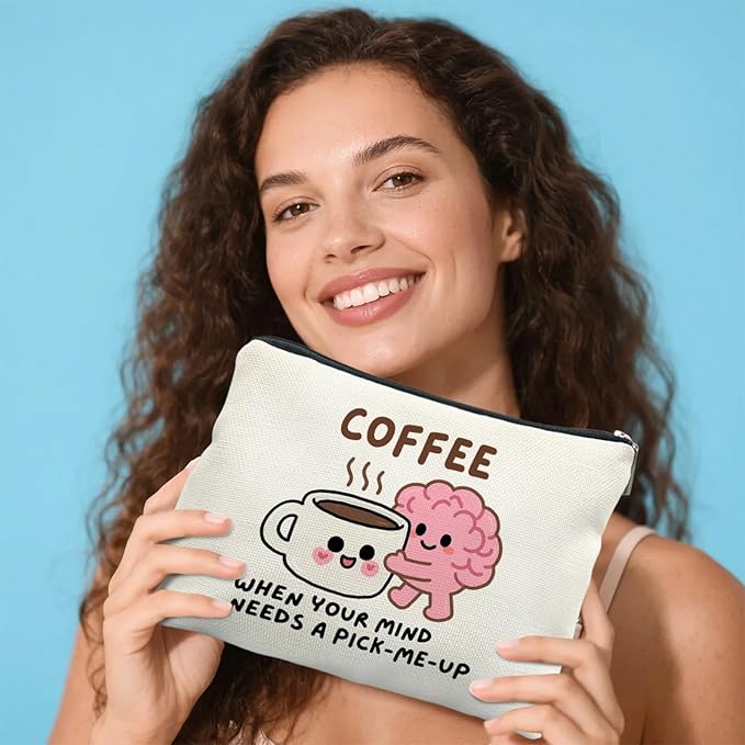 Coffee Gifts Makeup Bag Coffee Lover Gift Cosmetic Bag for Women Zipper Pouch Travel Toiletry Gifts for Birthday Christmas