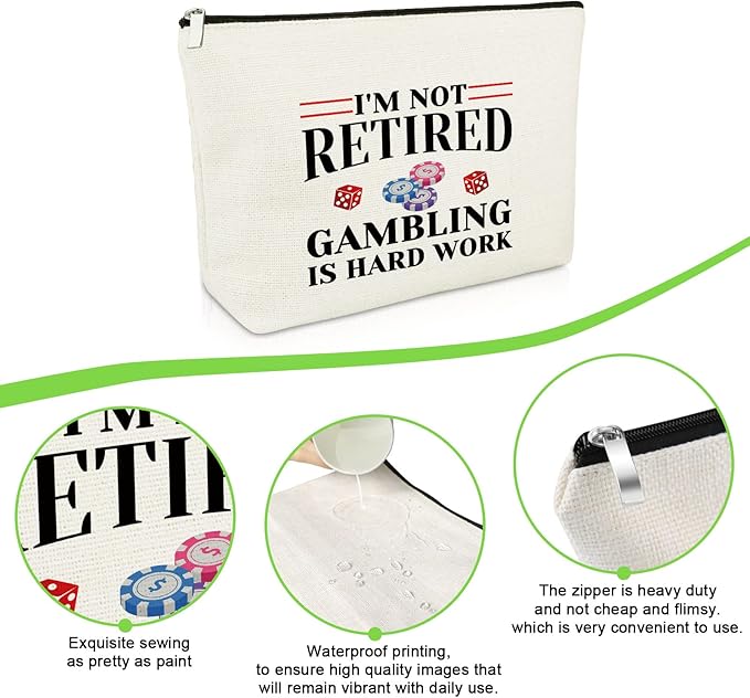 Gambler Gifts for Women Casino Makeup Bag Lover Retirement Gambling Cosmetic Bag Slots Slot Machine Lucky Dice Birthday Christmas