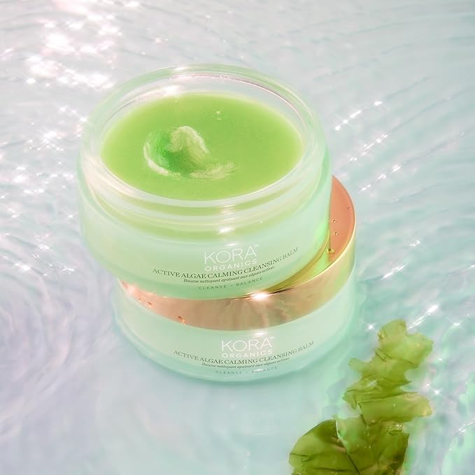 KORA Organics Active Algae Calming Cleansing Balm, Balancing Facial Cleanser to Help Reduce Redness & Blemishes, Melt Away Makeup & Sunscreen, Travel Size Face Wash for Men and Women, 1.01 fl oz