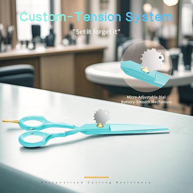 Purple Dragon 5.5 inch Hair Cutting Scissors Set with Razor, Leather Scissors Case, Barber Hair Cutting Shears Hair Thinning/Texturizing Shears for Professional Hairdresser or Home Use (Blue)