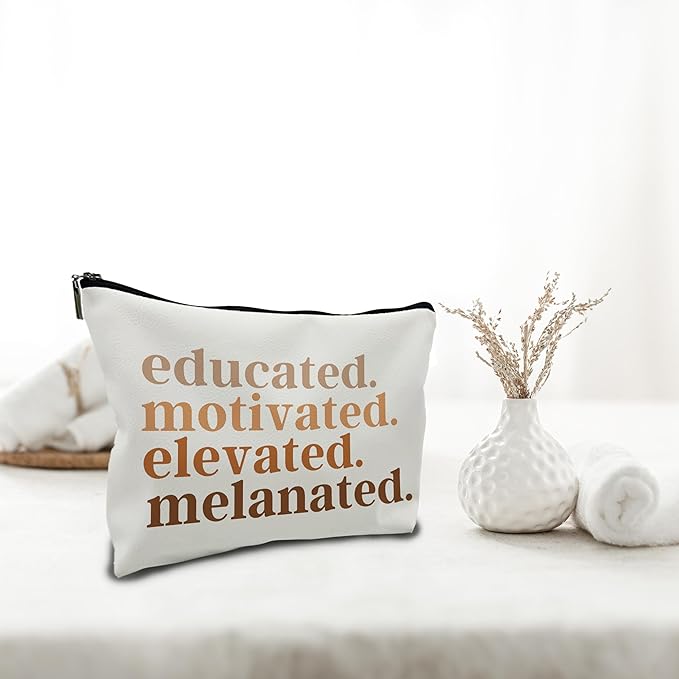 Nogrit African American Gifts,Black Women Girls Gifts,Black Women Makeup Bag Cosmetic Bag, Melanin Makeup Travel Toiletry Bag,PU