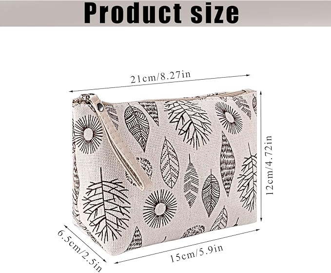 4 Pcs Canvas Cosmetic Bag, Multi-function Travel Makeup Bag Cosmetic Pouch with Zipper Travel Toiletry Bag Small Makeup Pouch Christmas Gifts Stocking Stuffers for Women