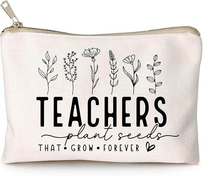 Helping Little Minds Grow Makeup Bag, Best Teacher Gift, Teacher Appreciation Gift, Teachers Plant Seeds That Grow Forever, Favorite Teacher Cosmetic Bag, Teach Love Inspire Pouch Bag