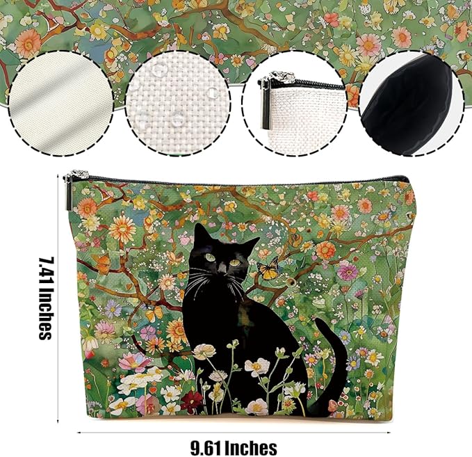 Secret Santa Gifts Black Cat Makeup Bags for Women - Cat Gifts for Women Girls Cats Lovers Sister Coworker, Cats Mom Gifts Cosmetic Bag Travel Organizer Zipper Christmas Birthday Friendship Gift