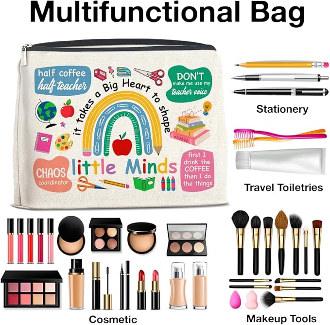 Teacher Appreciation Gifts Makeup Bag, Thank You Gifts for Teacher Cosmetic Bag Zipper Makeup Pouch