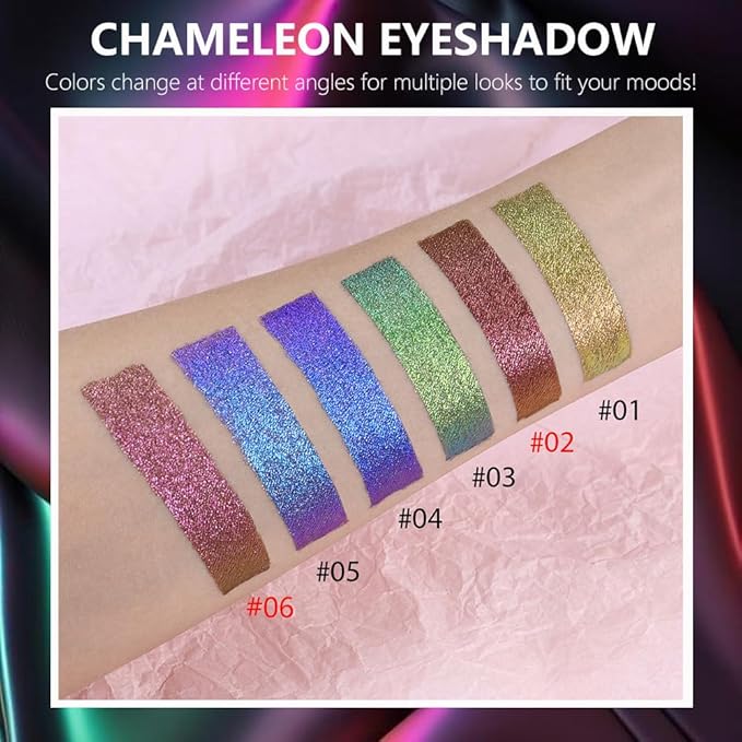 evpct 2Pcs Mermaid Purple Gold Red Duochrome Chameleon Liquid Eyeshadow, Multichrome Metallic Glitter Liquid Eye Shadow Makeup for Women, Waterproof Color Shifting High Pigment Iridescent Eyeshadow