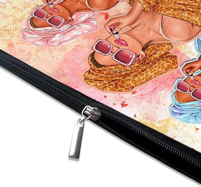 Cute Makeup Bag for Purse Canvas Waterproof Funny Cosmetic Bags for Women Zipper Travel Toiletry Pouch-Fashion Clipart African American Makeup Bags