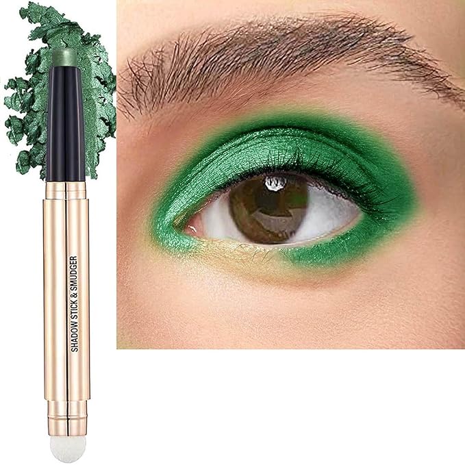 Bright Green Eyeshadow Stick Cream Smooth Shimmer Eyeshadow Pencil Eyeliner Hypoallergenic Dark Light Matte Crayon Palette Waterproof Long Lasting Eye Shadow Highlighter Stick