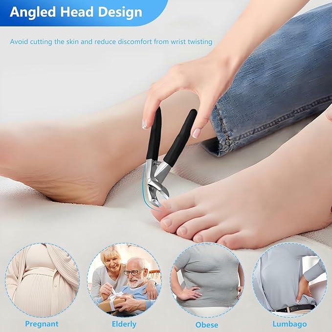Toenail Clippers for Seniors Thick Nails, Ultra Sharp Sturdy Fingernail Toenail Clipper— Heavy Duty Ingrown Toenail Clippers, Thick Toenails with Wide Jaw, Long Handle Nail Clippers with Catcher