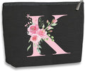 A-Z Personalized Cosmetic Bag Monogrammed Makeup Bags Bridesmaid Gifts Custom Toiletry Pouch Gifts for Women Mom Best Friend Sister Bride Bridesmaid (K)