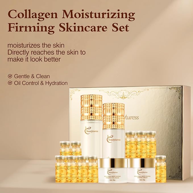 Anti Aging Skin Care Set - Snail Mucin & Collagen Infused - Skincare Gift Sets for Women - Deep Moisturizing & Firming Facial Kits - Suitable for All Skin Types