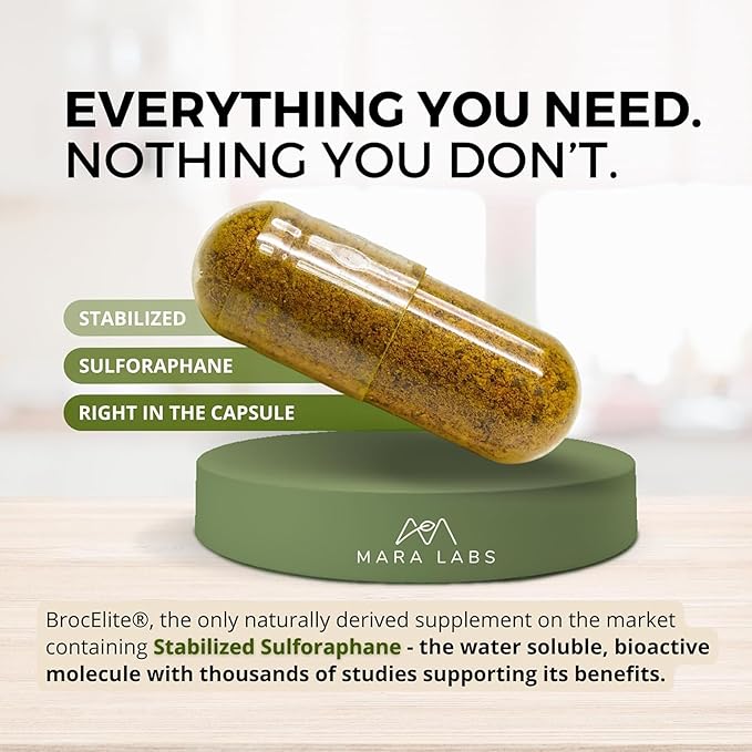 Mara Labs Broc Elite Plus | Broccoli Supplement w/Stabilized Sulforaphane Extract | Zero Glyphosate Residue | 60 Vegetable Capsules