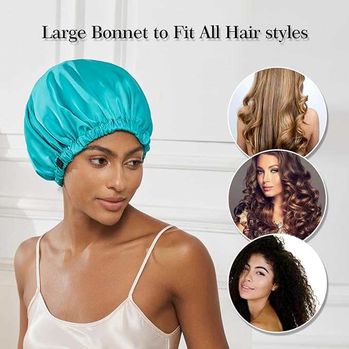 Satin Bonnet Silk Bonnet for Sleeping Women Double Layer Hair Bonnet Wrap Sleep Cap Gifts for Women Curly Hair