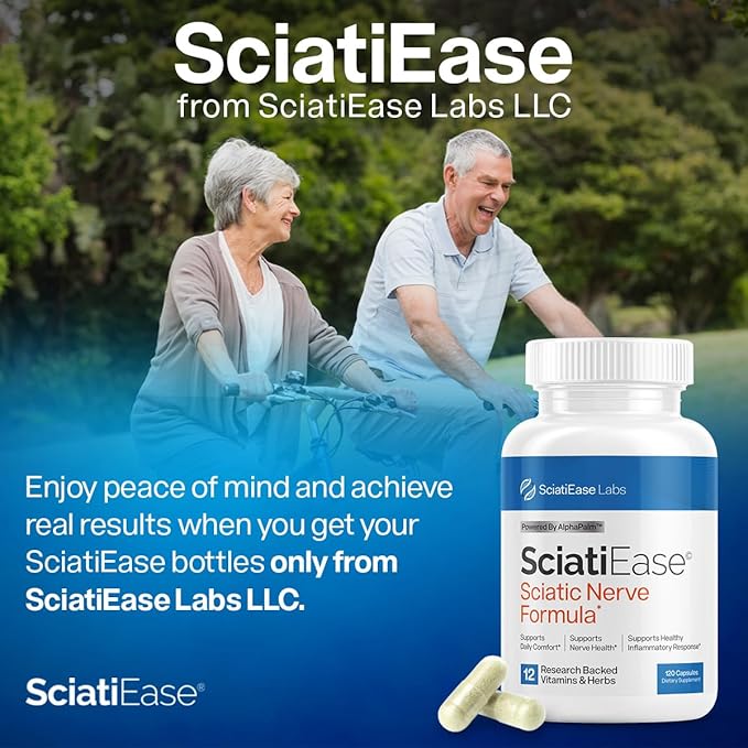 SciatiEase Sciatic Nerve Health Support Supplement - Nerve Support Formula with AlphaPalm, Pea, Vitamin B Complex, Alpha Lipoic Acid 300mg - 6 Bottles
