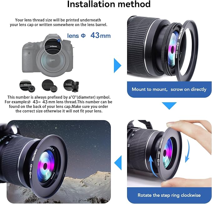 43mm to 62mm Lens adapter/43mm Lens to 62mm Camera Filters Ring Compatible All - Image 5