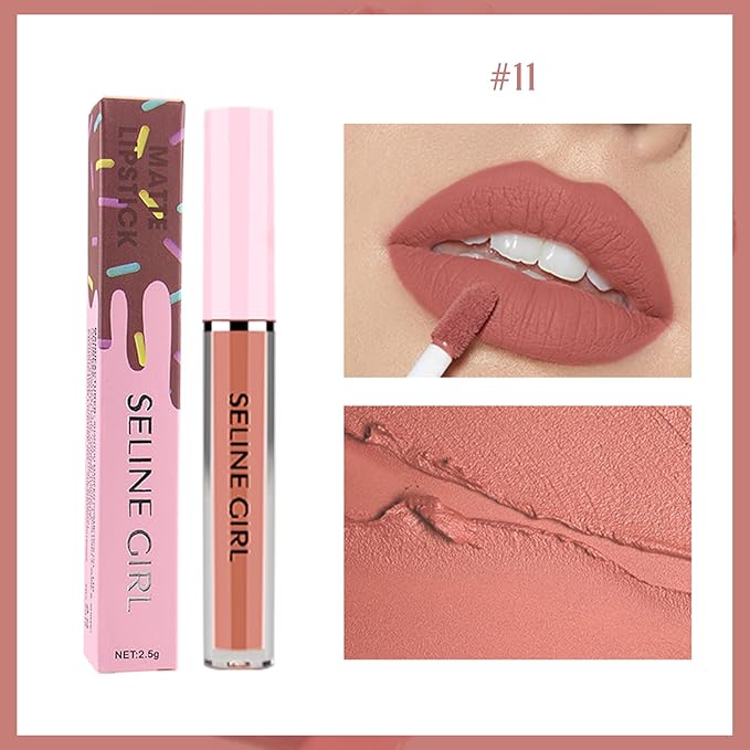 Matte Lip Gloss, Lip Gloss Silky Smooth Finish, Lipgloss Makeup Colorful and Creamy Texture, Lipstick for Every Occasion, Lip Oil Moisturizing and Hydrated #11