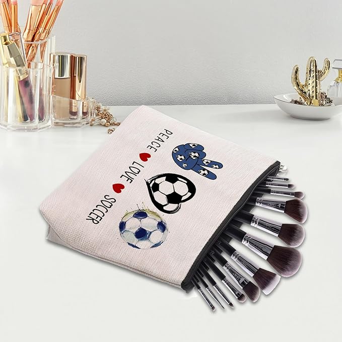 Soccer Cosmetic Bag for Women - Coach & Team Gifts for Soccer Lovers & Fans