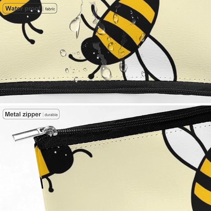 Personality Fashion Zipper Cosmetic Case, Portable Makeup Case, Toiletry Bag, Cute Bee Pattern Travel Cosmetic Toiletry Bag