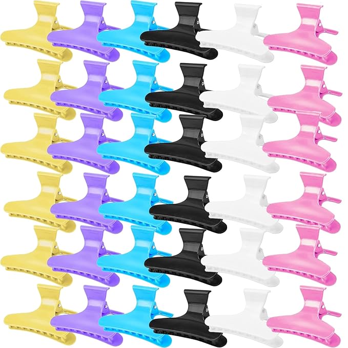 Ondder 48 Pcs Colorful Butterfly Hair Clips for Styling and Sectioning - Pro Claws Clamps for Cutting, Coloring - Hair Accessories for Women Girls
