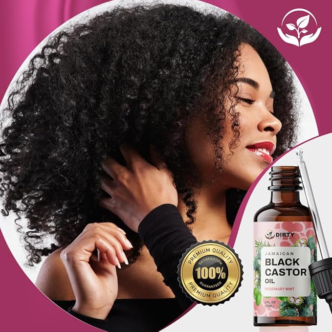 Dirty Treasures Rosemary Peppermint Castor Hair & Scalp Treatment - Nourishing Oil for Hair Growth, Dry/Damaged Hair, Eczema & Split Ends - 2oz