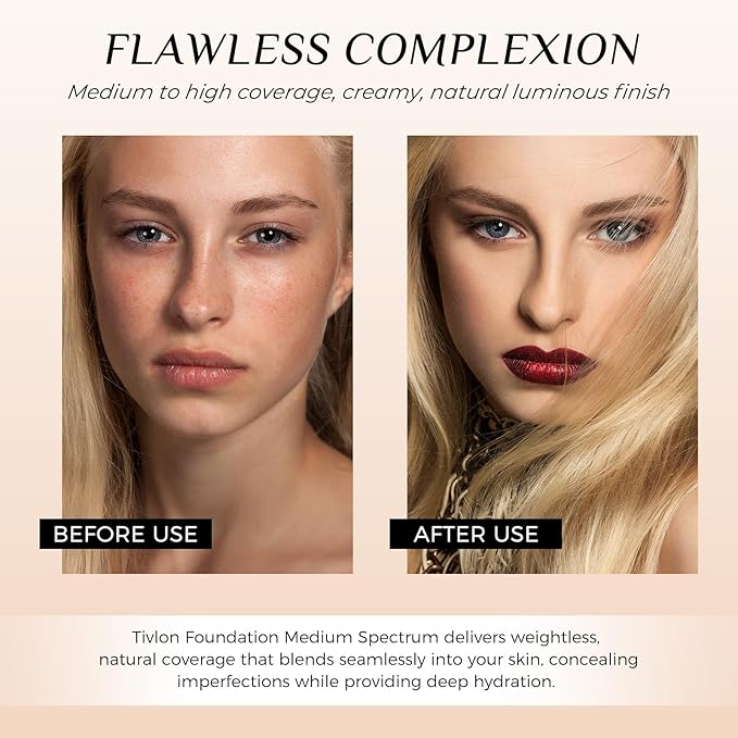 4 in 1 Foundation Liquid, Medium Spectrum Coverage Makeup with SPF 50+, Hydrating & Longwearing & Waterproof Color Changing Foundation for Gym, Sports, Dancing