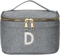 EURYNOME Makeup Bag with Custom Letter D, Water-Resistant Travel Organizer Pouch, (8.3x5.1x5.1 Inch) Cosmetic Case for Women