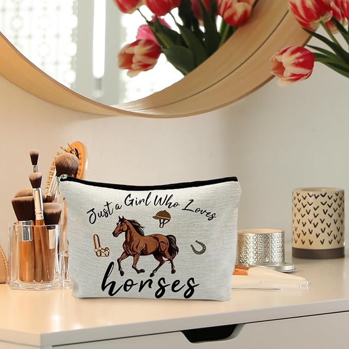 RYYCDOIHorse Lovers Make Up Bag, Horse Cosmetic Bag, Girls Horses Gifts