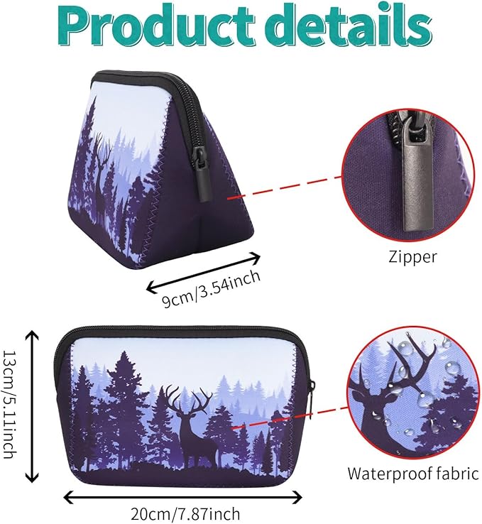 Cosmetic Bag Waterproof Neoprene Zipper Pouch Travel Portable Toiletry Makeup Bags Organizer Case for Women and Girls