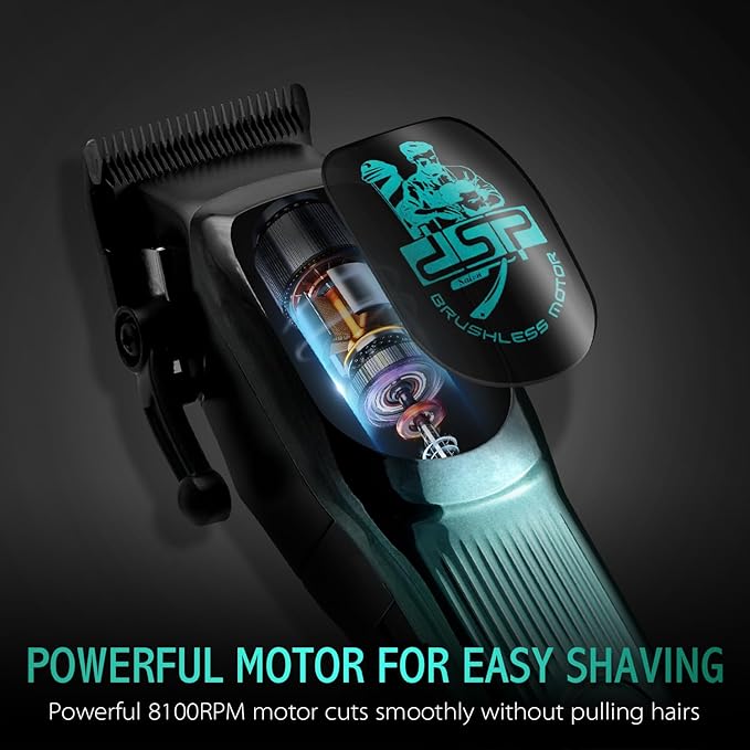 DSP Professional Hair Clipper for Men, Brushless Motor with 4CR DLC+Ceramic Blade, Rechargeable Cordless Hair Cutting Kit- Gift for Men, Pack of 2