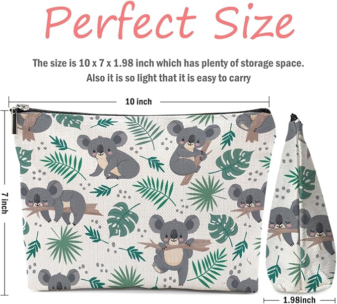 2 PCs Koala Gifts, Cute Koalas Makeup Bag, Koala Stuff Cosmetic Bag Travel Pouch, Animal Lovers Gifts for Women Girls Daughter Best Friend Sisters Niece Friendship Graduation Birthday