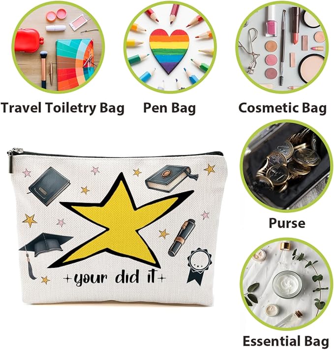 Graduation Gifts Makeup Bag Cosmetic Bag, Senior Night Gifts Congrats Grad Travel Organizer Zipper Pouch Graduation Gift for Women Doctorate PHD Master Degree Female Her College Senior