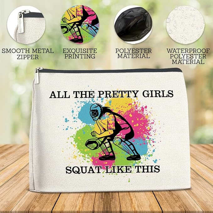 Softball Gifts Makeup Bag Girly Gifts for Women, Inspirational Christmas Birthday Gift for Softball Lovers Team Players Friends Besties Cosmetic Travel Bag Pouch for Purse
