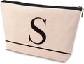Letter A-Z Initial Personalized Makeup Bags, Birthday Gifts for Women, Monogrammed Gifts for Women Mom Sister Best Friend Bride Bridesmaid, Mothers Day, Christmas, Small Travel Cosmetic Bag (S)