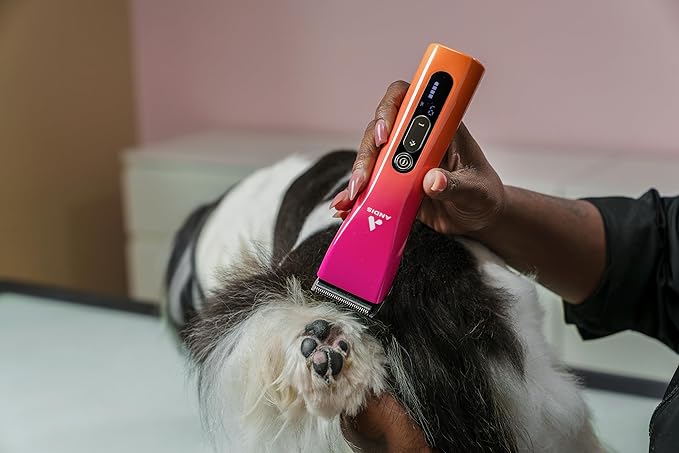 Andis 562745 ProClip 5-in-1 Adjustable Blade Cord/Cordless Pet Hair Clipper, 5 Blade Settings, 5 Speeds, Feather Light, Digiital Display Screen, Sunset