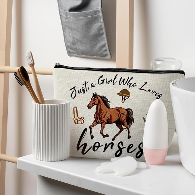 RYYCDOIHorse Lovers Make Up Bag, Horse Cosmetic Bag, Girls Horses Gifts