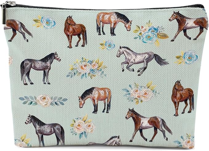 Horse Gifts Makeup Bag Cosmetic Bag Travel Pouch, Animal Lovers Gifts for Horse Lovers Women Girls Daughter Sisters Coworker Best Friend Friendship Graduation Birthday