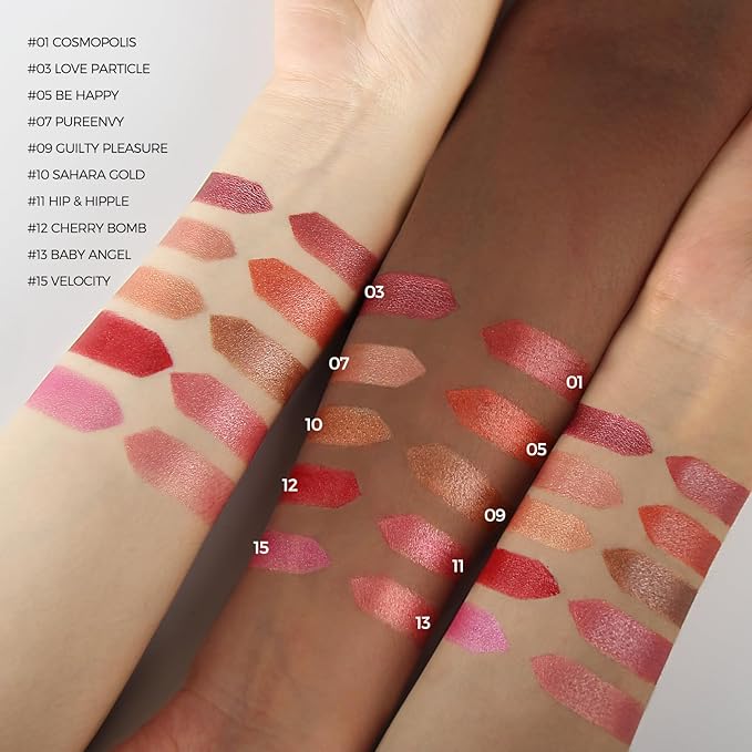 Anglicolor Glitter Metallic Plum Lipstick,High Impact Lipcolor,Lightweight Hydrating Formula Smooth and Non-Sticky,Rose Lipstick For Women,Full-Coverage Lip Makeup (03 LOVE PARTICLE, 4g)
