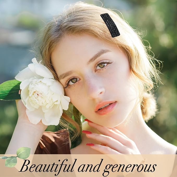 Rhinestone and Crystal Hair Clips 2-Pack, Sparkly Barrettes & Elegant Bling Accessories for Women & Girls(Set19)