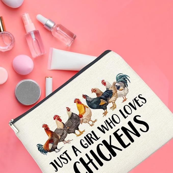 Chickens Gifts Makeup Bag Funny Chickens Gifts for Girl Women Cosmetic Bag Zipper Makeup Pouch Gift