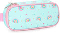 mibasies Girls Pencil Case for Kids, Multi-Slot Pencil Pouch, Rainbow Mint Green
