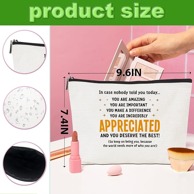 2pcs Inspirational Makeup Bag Employee Thank You Appreciation Gifts Cosmetic Bag Zipper Pouch Encouragement Gifts for Women Coworkers Boss Lady Manager Friend Christmas Birthday Gift