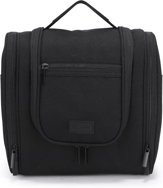 Hanging Toiletry Bag with Hook, Travel Cosmetic Makeup Bag Organizer for Accessories, Shampoo, Shaving Bag for Toiletries Accessories,Travel Essentials Kit (Black)