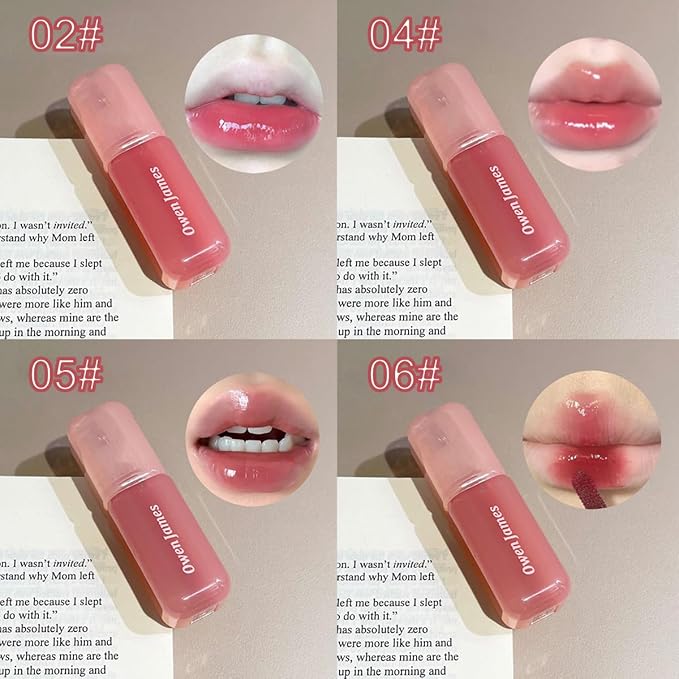 4Pcs Hydrating Lip Gloss Set,High Shine Glass Finish Korean Lip Glaze,Lip Moisturizing Plumping Lipgloss,Moisturizing Water Mirror Liquid Lipstick,Long-lasting Natural Makeup