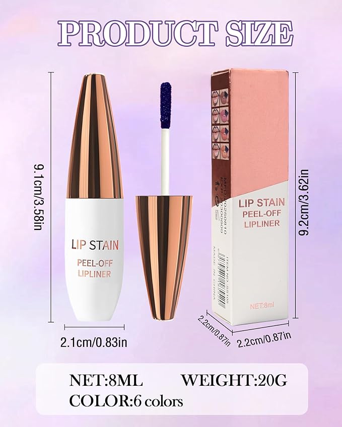 Lip Stain Peel Off, Waterproof Long Lasting Qiciy Tattoo Lip Gloss Color Peel Off Lips Tint Stain, Transfer-Proof Matte Tinted Lips Liner, High Pigmented Tattoo Lipstick Makeup Gift for Women-02 Coral