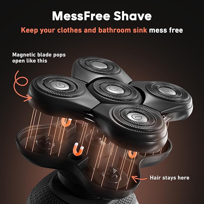 BaldiePro Blade Refill 2.0 + Chamber - Electric Shaver Replacement Head For BaldiePro Head Shaver - Electric Razor Replacement Blades for Bald Head and Face - Waterproof for Wet and Dry Shave