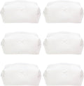 PAZIMIIK 6PCS Cozy Makeup Bag SET Travel Cosmetic Bag for Women Soft Toiletry Bag Aesthetic Makeup Organizer Portable Large Zipper Pouch for Skincare Beauty Accessories Brushes Waffle Check White