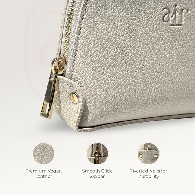 Small Makeup Bag For Purse - Elegant & Compact Cosmetic Pouch For On-The-Go Beauty - Travel Essentials (Gray)