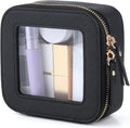 Small Clear Makeup Bag Travel Cosmetic Case, Portable Make Up Organizer Traveling Compact Car Bag for Essentials Transparent Toiletry Bag with Zipper